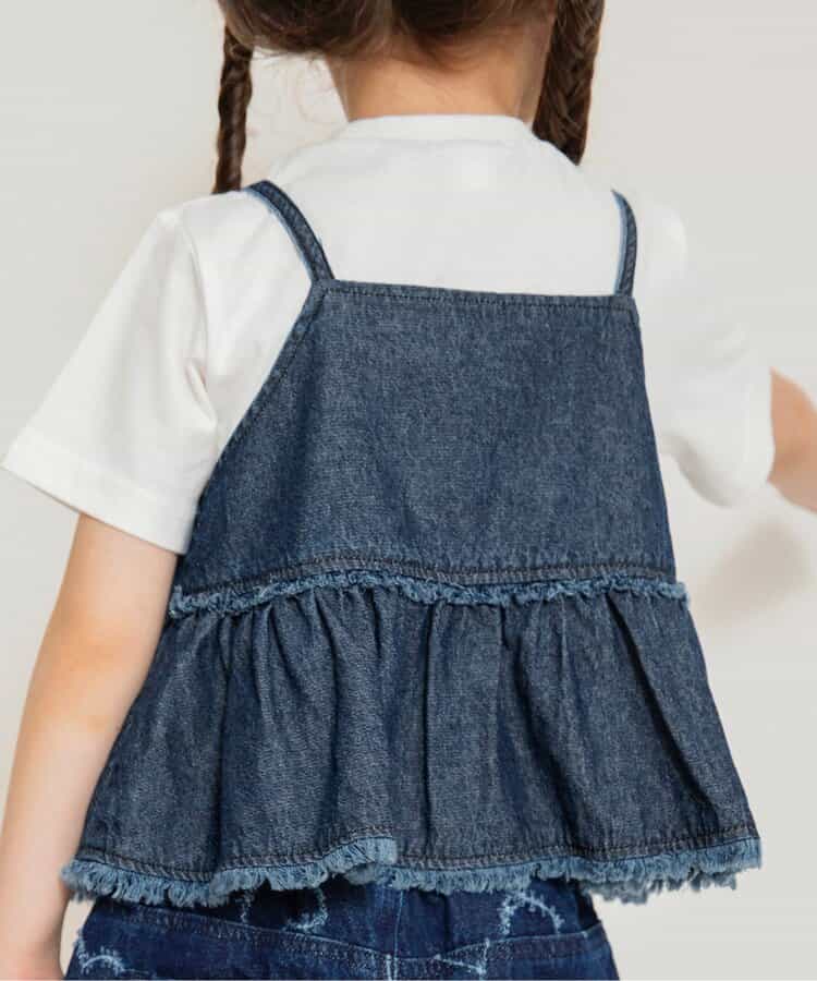 Japanese children's clothing BREEZE suspender denim top two-piece set 80-140cm girls summer TOPS