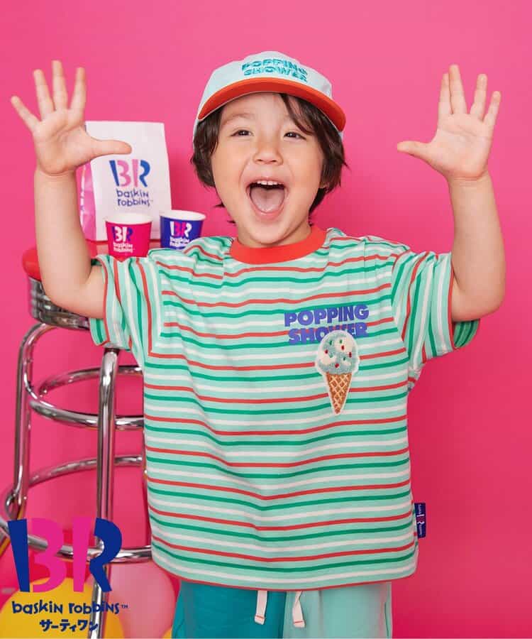 Japanese children's clothing BREEZE x Baskin-Robbins fur ice cream top 80-140cm boys/girls summer TOPS