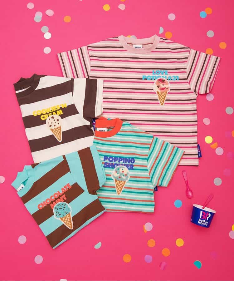Japanese children's clothing BREEZE x Baskin-Robbins fur ice cream top 80-140cm boys/girls summer TOPS