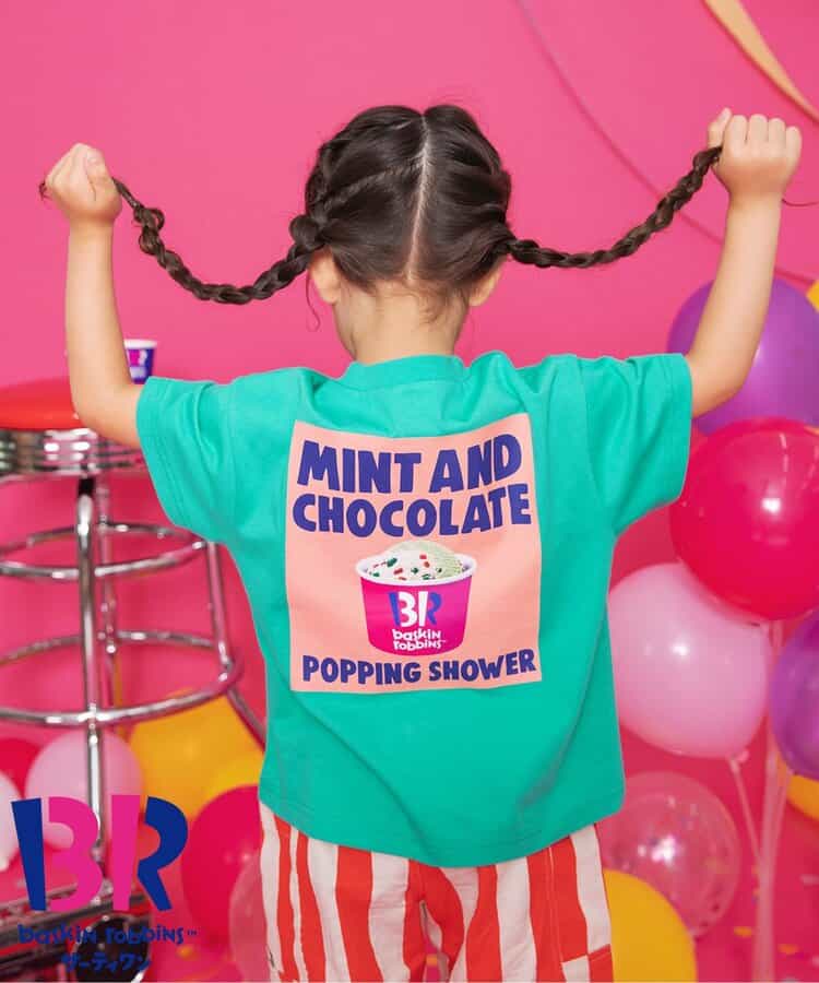 BREEZE x Baskin-Robbins Japanese Kids' Clothing: Ice Cream Print Tops (80-140cm) for Boys and Girls (Summer)
