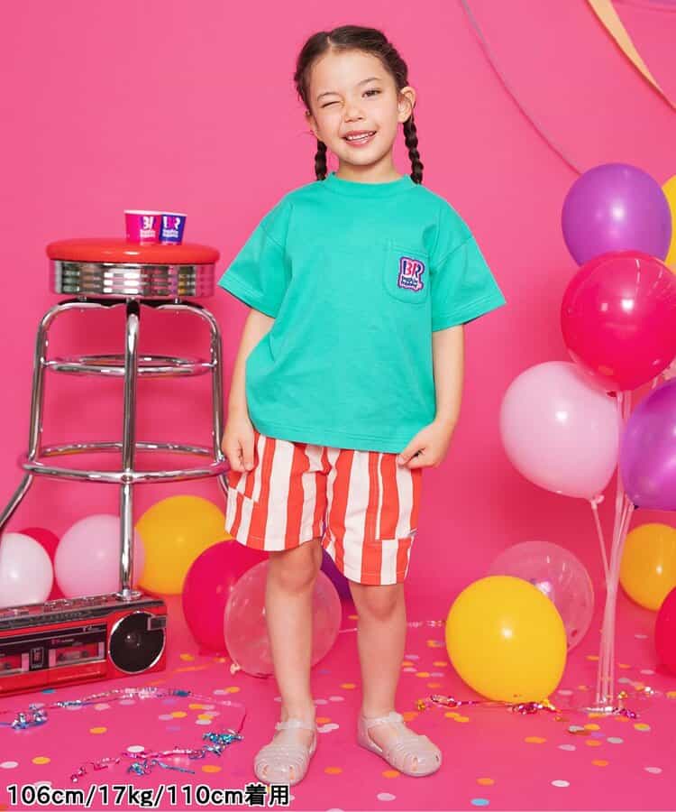 BREEZE x Baskin-Robbins Japanese Kids' Clothing: Ice Cream Print Tops (80-140cm) for Boys and Girls (Summer)
