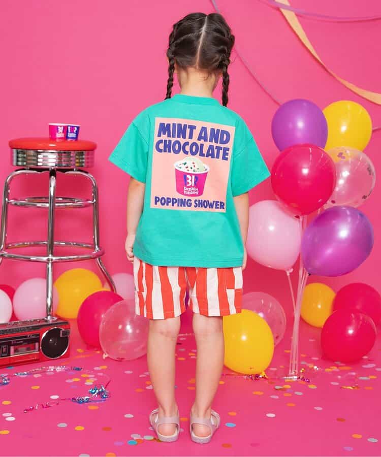 BREEZE x Baskin-Robbins Japanese Kids' Clothing: Ice Cream Print Tops (80-140cm) for Boys and Girls (Summer)