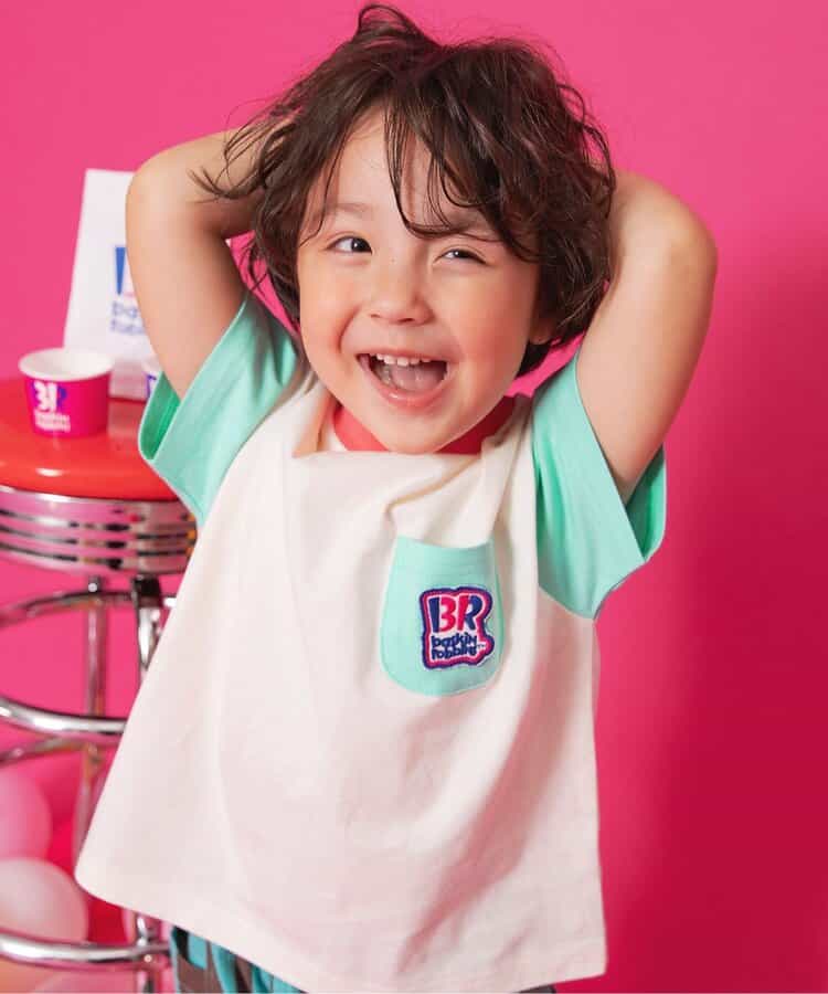BREEZE x Baskin-Robbins Japanese Kids' Clothing: Ice Cream Print Tops (80-140cm) for Boys and Girls (Summer)