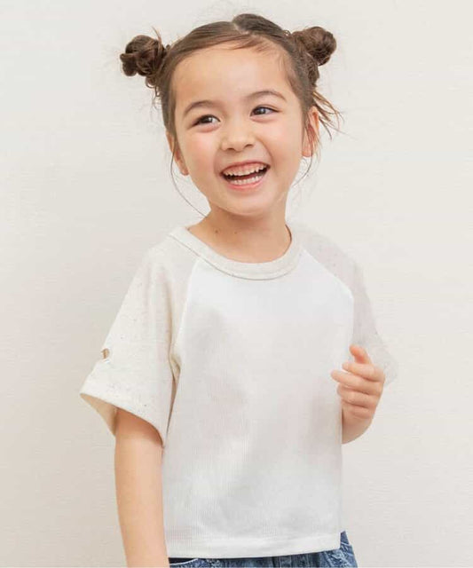 Japanese children's clothing BREEZE heart sleeve top 80-140cm girls summer TOPS