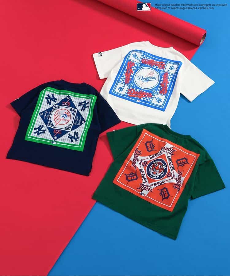 Japanese children's clothing BREEZE x MLB printed top 80-140cm boys' summer TOPS