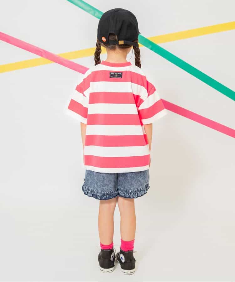 Japanese children's clothing BREEZE neon striped top 80-150cm boys/girls summer TOPS