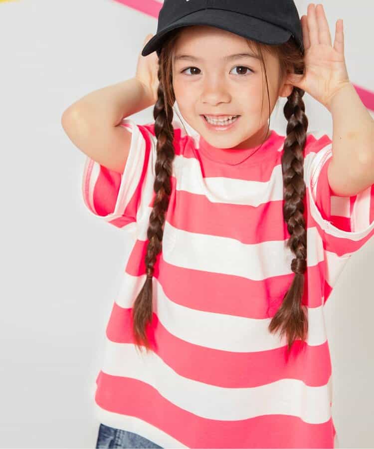 Japanese children's clothing BREEZE neon striped top 80-150cm boys/girls summer TOPS