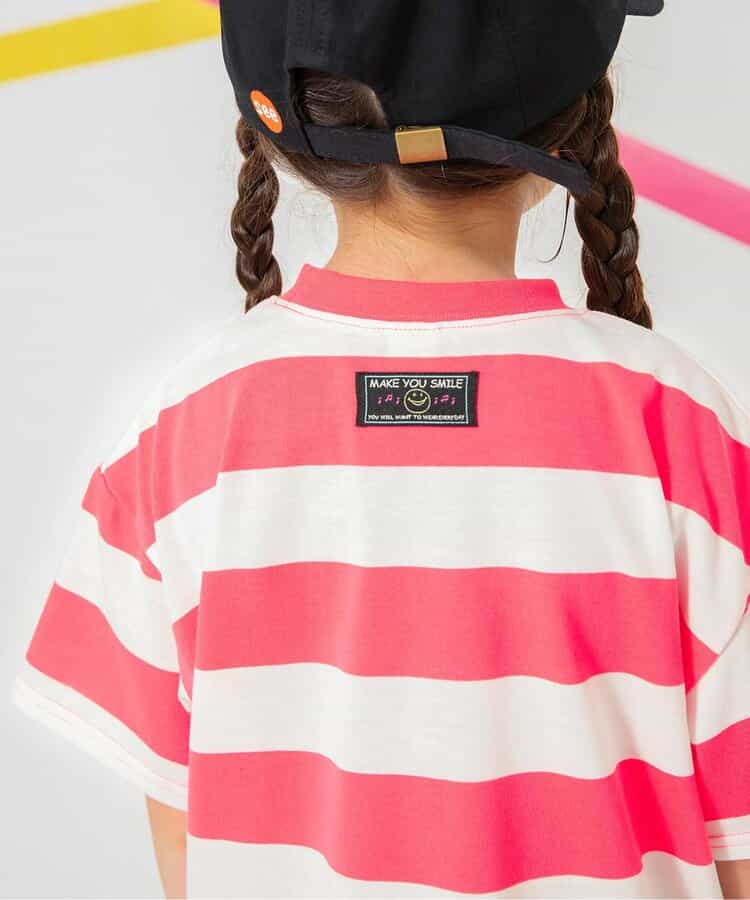Japanese children's clothing BREEZE neon striped top 80-150cm boys/girls summer TOPS