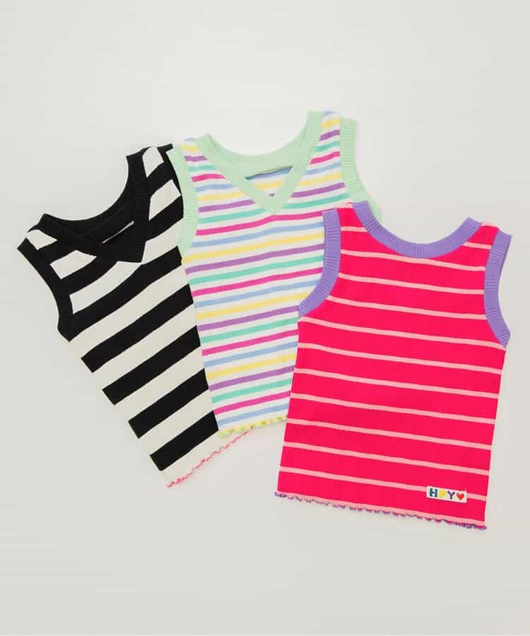 Japanese children's clothing BREEZE lace striped vest 80-140cm girls' newborn baby summer TOPS