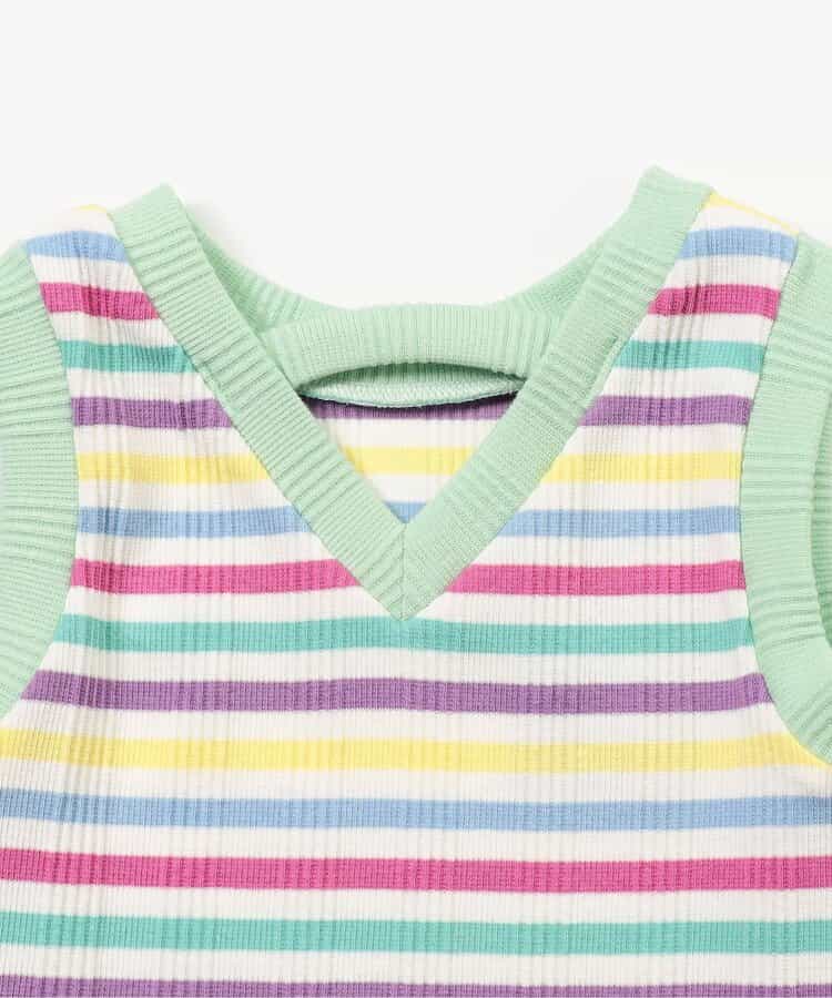 Japanese children's clothing BREEZE lace striped vest 80-140cm girls' newborn baby summer TOPS