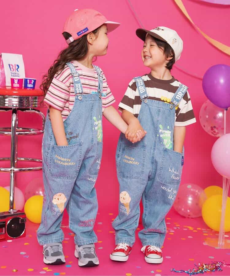BREEZE x Baskin-Robbins Denim Overalls (80-130cm) for Boys and Girls (Summer Jumpsuit)