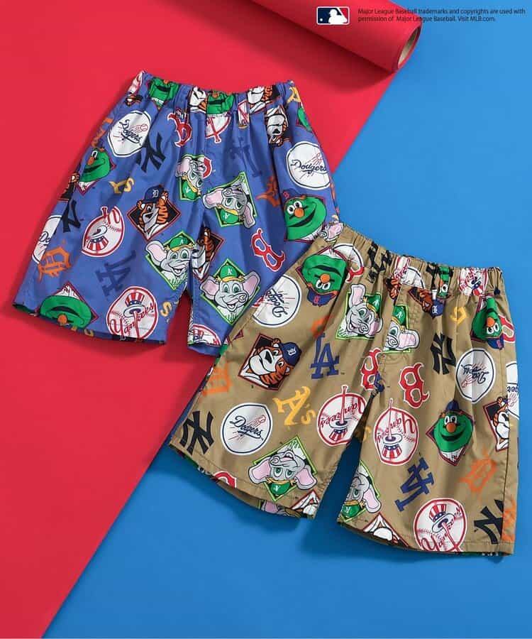 Japanese children's clothing BREEZE x MLB print shorts 80-140cm boys' summer PANTS