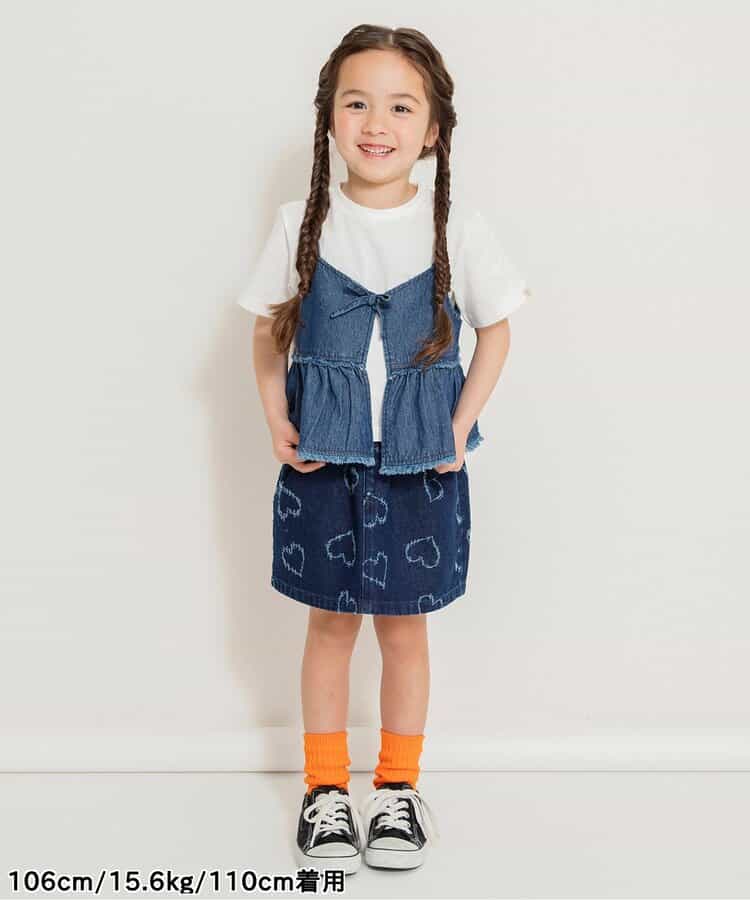 Japanese children's clothing BREEZE heart-shaped denim skirt 80-140cm girls summer SKIRTS