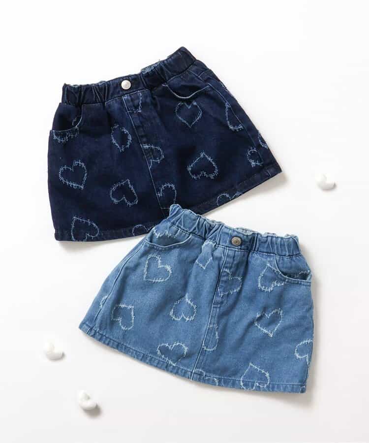 Japanese children's clothing BREEZE heart-shaped denim skirt 80-140cm girls summer SKIRTS