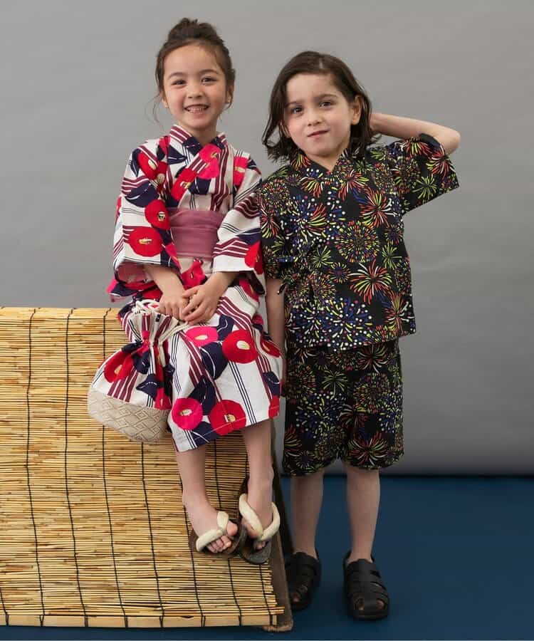 BREEZE Japanese Yukata Kimono 100-140cm Girls' Summer Dresses Japanese Summer Festival Special