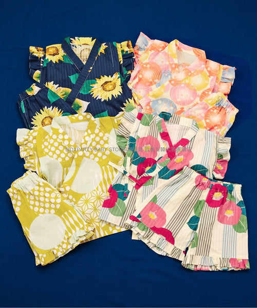 日本童裝 BR#22EE 日本甚平 80-140cm 女童款 夏季 日本和服 TOPS PANTS
