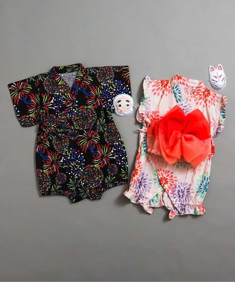BREEZE Jinbei Kimono 70-80cm Girls' Summer Jumpsuit for Newborn Babies - Japanese Summer Festival Special