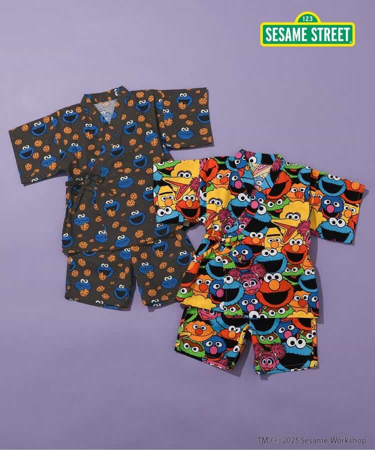 BREEZE x SESAME STREET Jinbei Japanese Kimono 80-130cm Boys' Summer TOPS PANTS Japanese Summer Festival Special