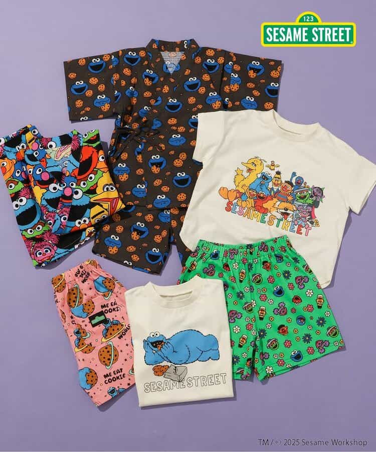 BREEZE x SESAME STREET Jinbei Japanese Kimono 80-130cm Boys' Summer TOPS PANTS Japanese Summer Festival Special