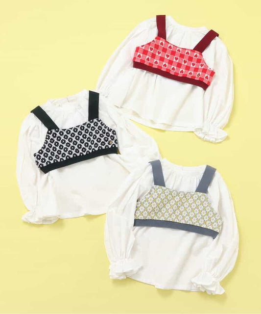 日本童裝 BREEZE 提花吊帶上衣兩件套裝 80-140cm 女童款 秋季 TOPS