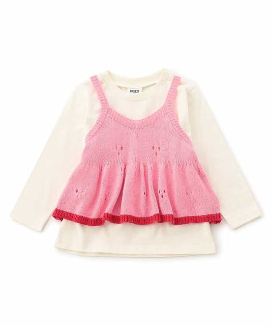 日本童裝 BREEZE 針織吊帶上衣兩件套裝兩 80-140cm 女童款 秋季 TOPS