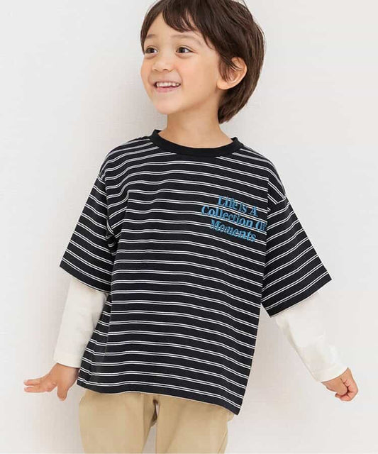 日本童裝 BREEZE 假兩件長袖上衣 90-150cm 男童款 秋季 TOPS