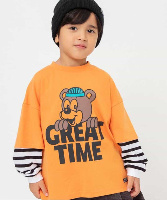 日本童裝 BREEZE 假兩件上衣 80-140cm 男童款 秋季 TOPS