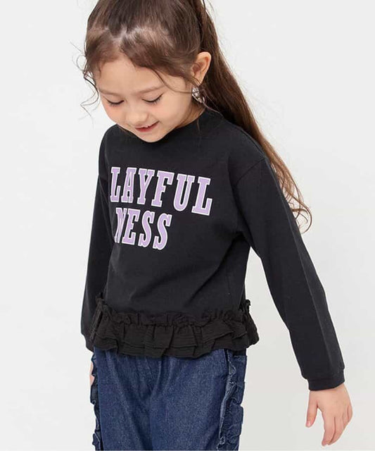 日本童裝 BREEZE 荷葉邊長袖上衣 90-140cm 女童款 秋季 TOPS