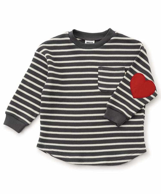 日本童裝 BREEZE 補丁華夫格長袖上衣 80-140cm 男童款/女童款 秋季 TOPS