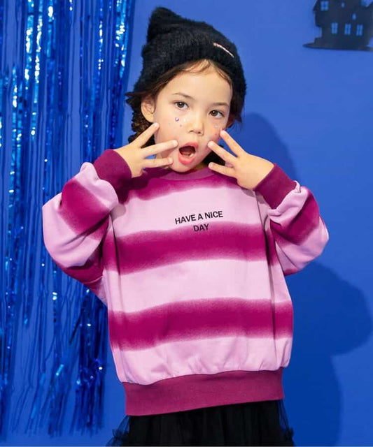 日本童裝 BREEZE 噴霧效果條紋衛衣 80-140cm 男童款/女童款 秋季 TOPS