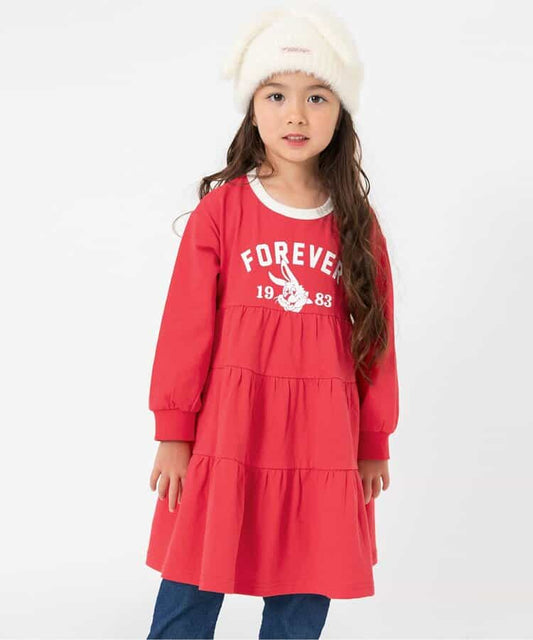 日本童裝 BREEZE 學院風分層連身裙 80-140cm 女童款 秋季 DRESSES 聖誕紅/新年紅