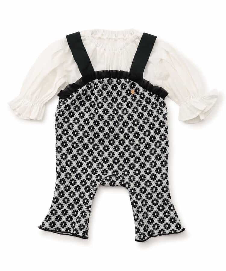 日本童裝 BREEZE 提花假兩件連衣 70-80cm 女童款 初生嬰兒 秋季 Jumpsuit