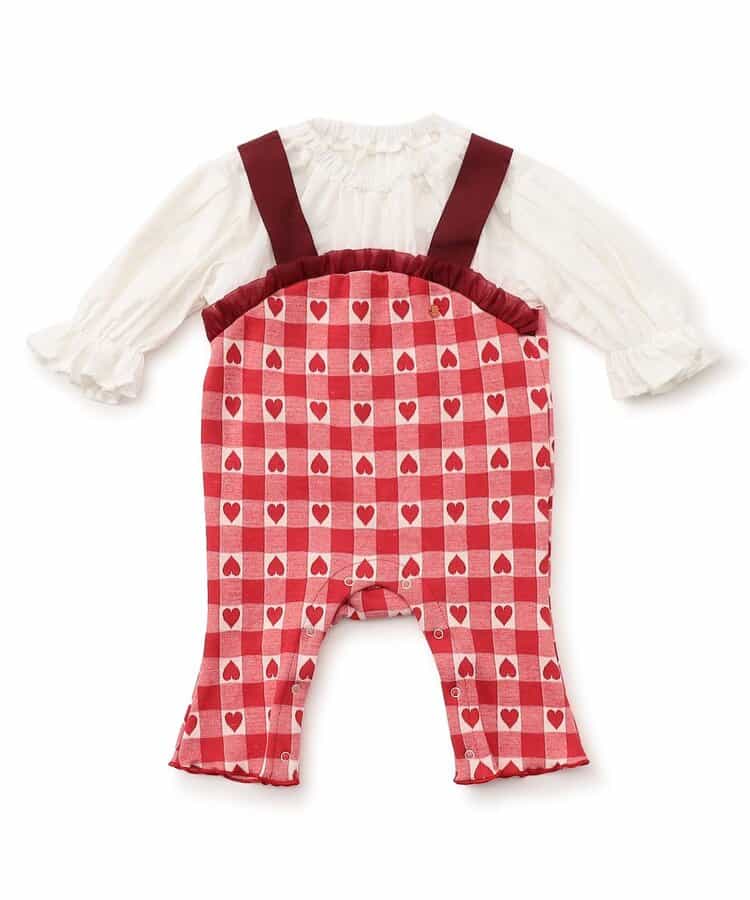 日本童裝 BREEZE 提花假兩件連衣 70-80cm 女童款 初生嬰兒 秋季 Jumpsuit