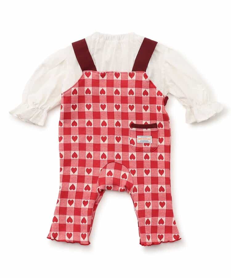 日本童裝 BREEZE 提花假兩件連衣 70-80cm 女童款 初生嬰兒 秋季 Jumpsuit