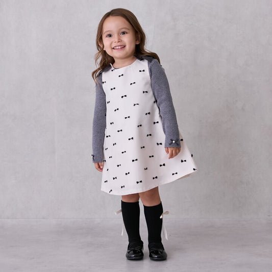 日本童裝 pe#main 蝴蝶結肩帶吊帶裙 80-130cm 女童款 秋季 DRESSES