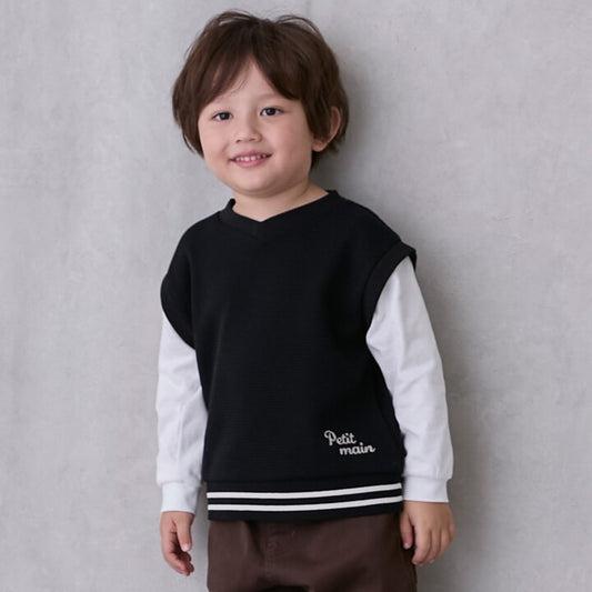 日本童裝 pe#main 假兩件上衣 80-130cm 男童款 秋季 TOPS