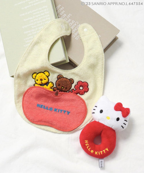 日本直送 BR#22EE Ampersand x Hello Kitty 50周年記念 口水巾＋搖鈴 初生嬰兒 日常用品