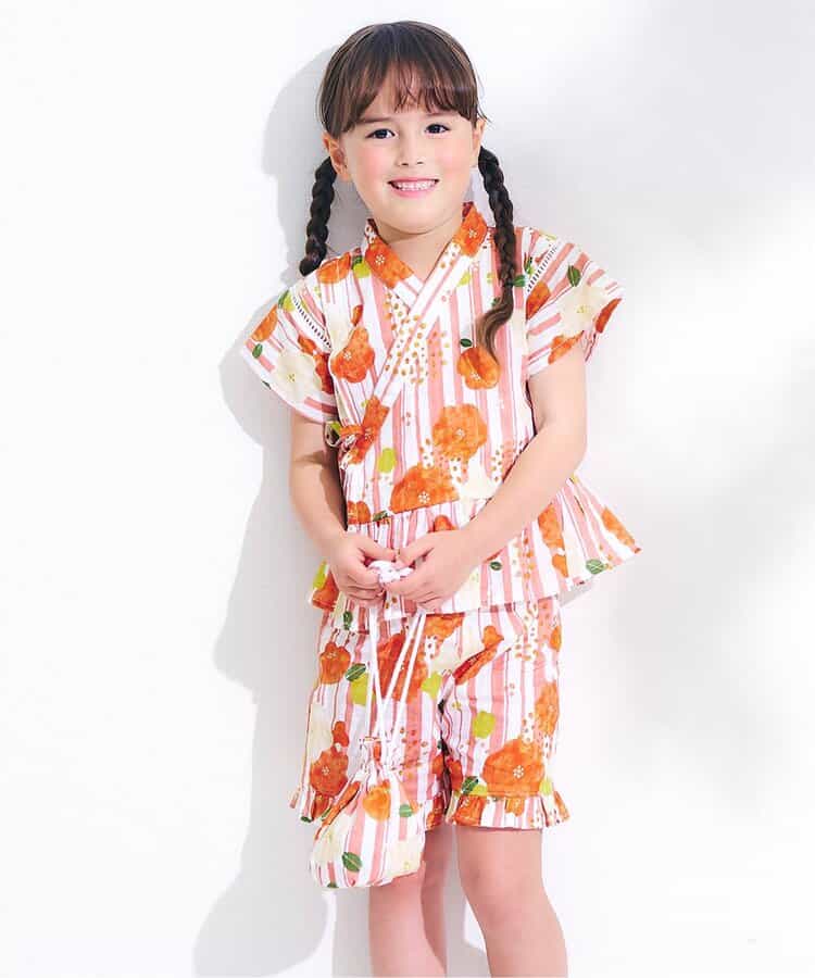 Japanese Ampersand Jinbei Ren Pouch Japanese Kimono 80-140cm Girls Summer Other Brands Children's Clothing TOPS PANTS Japanese Summer Festival Special