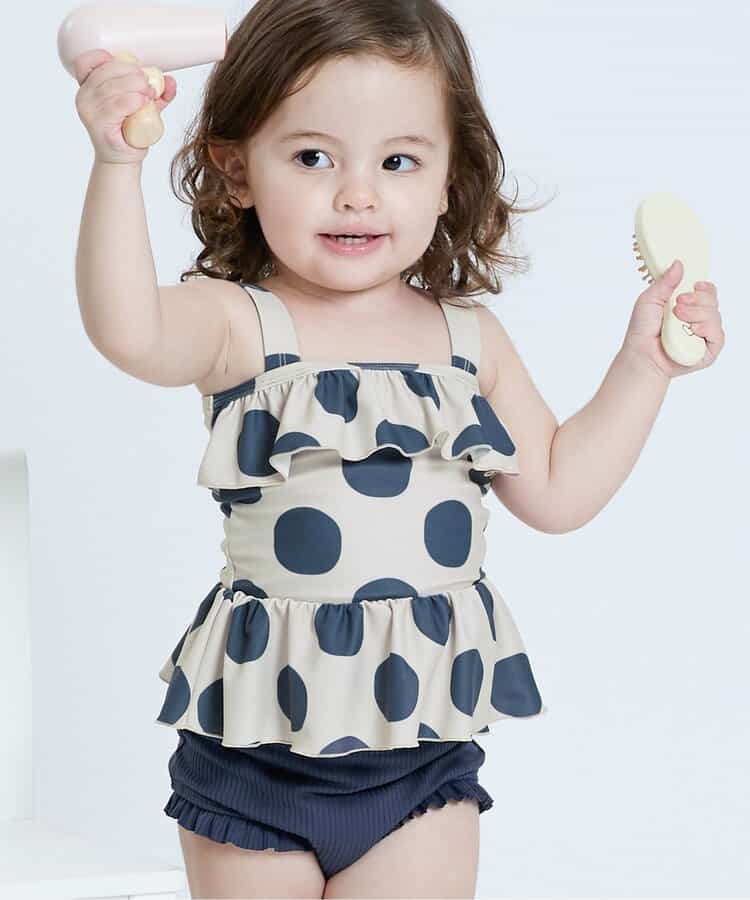 Ampersand UV-Proof Two-Piece Swimsuit (Direct from Japan) 80-140cm Girls' Summer Swimsuit Special