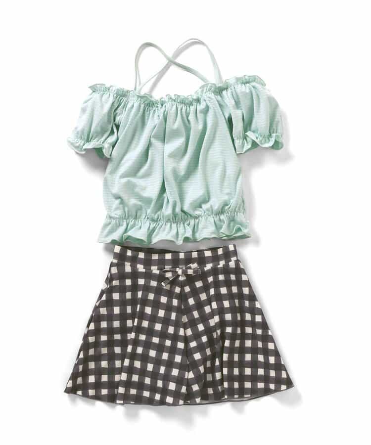 Ampersand UV-Proof Two-Piece Swimsuit (Direct from Japan) 80-140cm Girls' Summer Swimsuit Special
