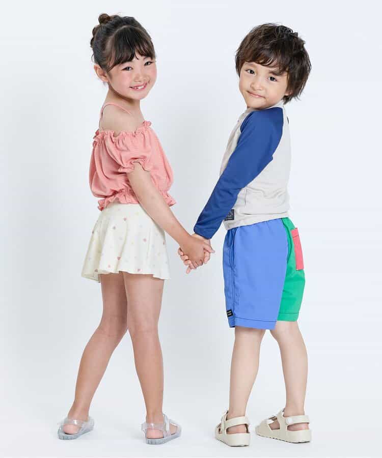 Ampersand UV-Proof Two-Piece Swimsuit (Direct from Japan) 80-140cm Girls' Summer Swimsuit Special