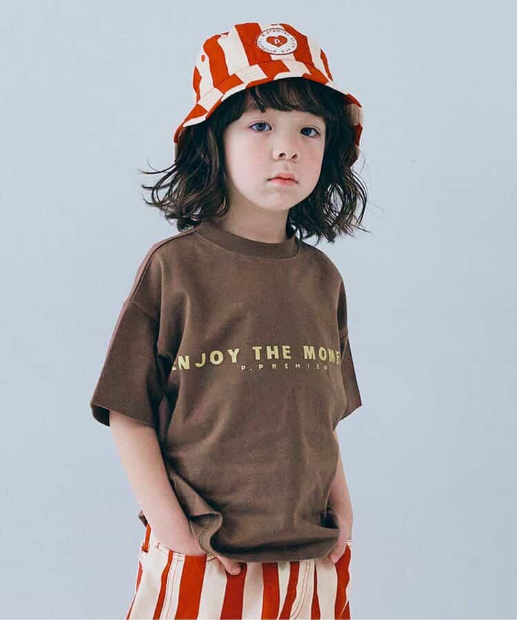 Japanese children's clothing p.prem#r letter print T-shirt 80-140cm boys/girls summer TOPS
