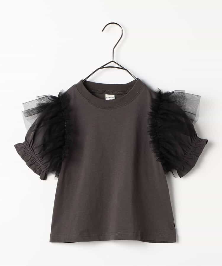 Japanese children's clothing p.prem#r fluffy chiffon puff sleeve top 80-140cm girls summer TOPS