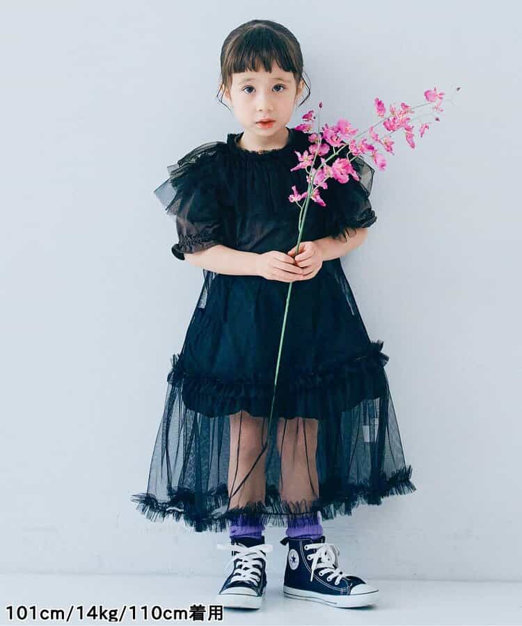 Japanese children's clothing p.prem#r fluffy chiffon puff sleeve top 80-140cm girls summer TOPS