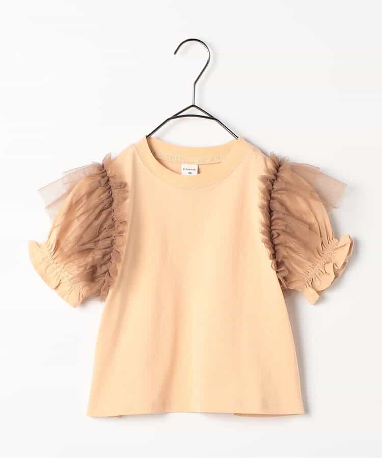 Japanese children's clothing p.prem#r fluffy chiffon puff sleeve top 80-140cm girls summer TOPS