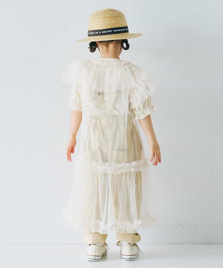 Japanese children's clothing p.prem#r fluffy chiffon puff sleeve top 80-140cm girls summer TOPS