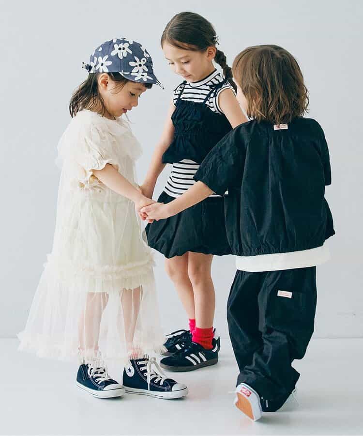 Japanese children's clothing p.prem#r fluffy chiffon puff sleeve top 80-140cm girls summer TOPS