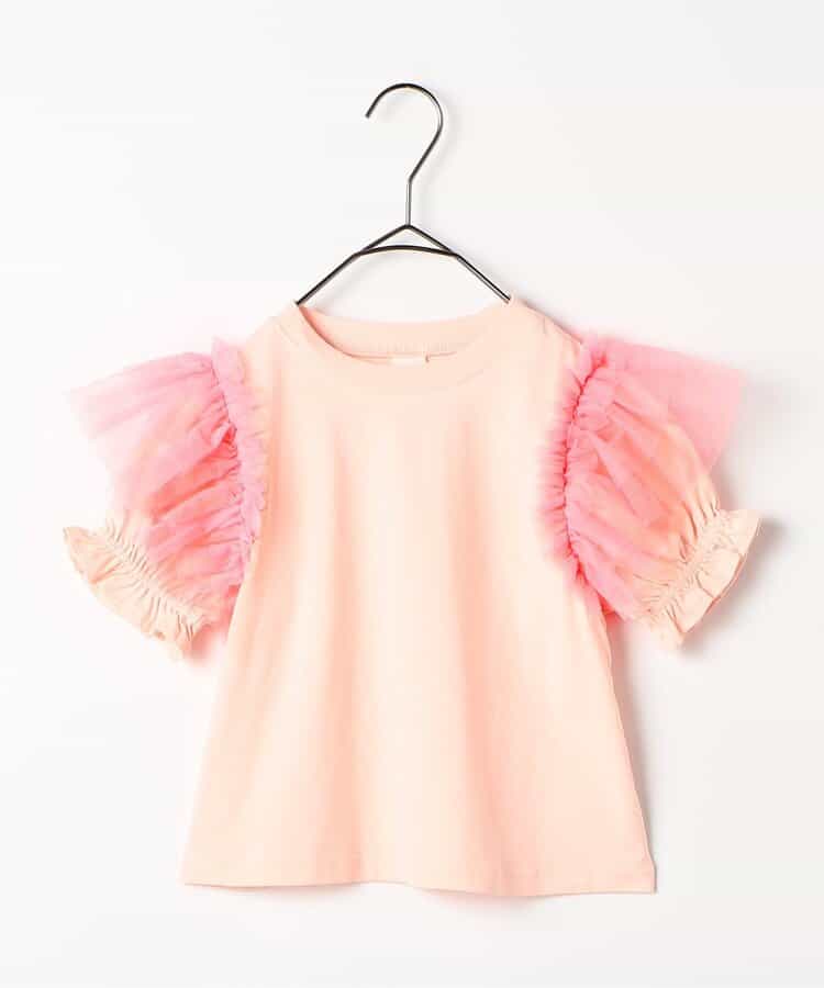 Japanese children's clothing p.prem#r fluffy chiffon puff sleeve top 80-140cm girls summer TOPS