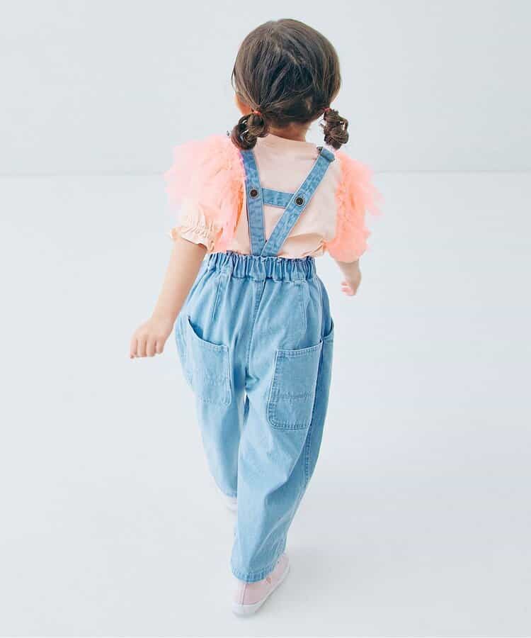 Japanese children's clothing p.prem#r fluffy chiffon puff sleeve top 80-140cm girls summer TOPS