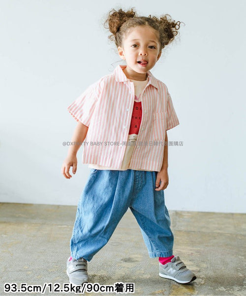日本童裝 p.prem#r 直紋短袖襯衫 80-140cm 男童款/女童款 夏季 TOPS